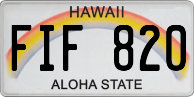 HI license plate FIF820