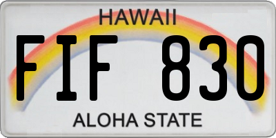 HI license plate FIF830