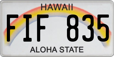 HI license plate FIF835