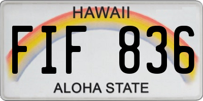 HI license plate FIF836
