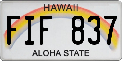 HI license plate FIF837