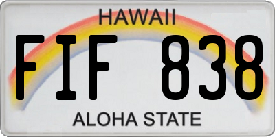 HI license plate FIF838