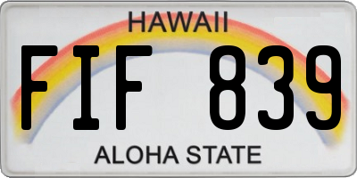 HI license plate FIF839
