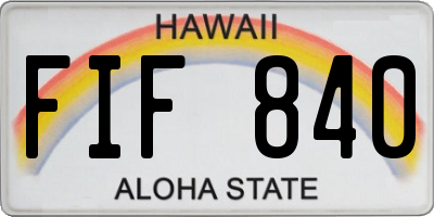 HI license plate FIF840