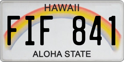 HI license plate FIF841