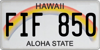 HI license plate FIF850