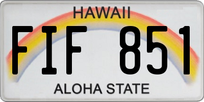 HI license plate FIF851