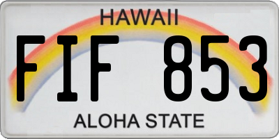 HI license plate FIF853