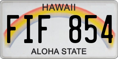 HI license plate FIF854
