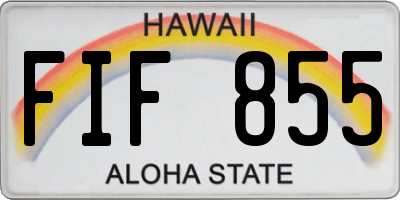 HI license plate FIF855
