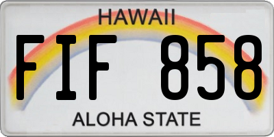 HI license plate FIF858