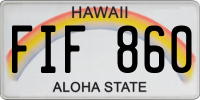 HI license plate FIF860