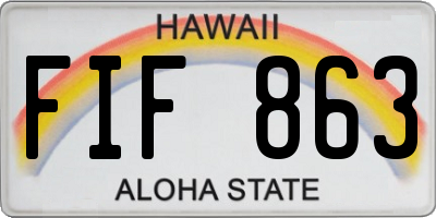 HI license plate FIF863