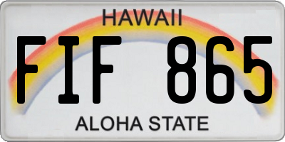HI license plate FIF865