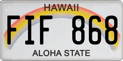 HI license plate FIF868