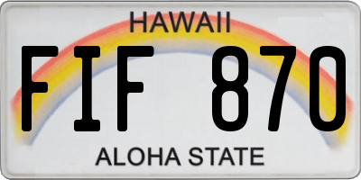 HI license plate FIF870