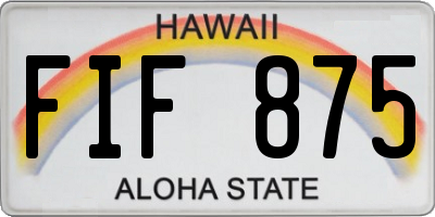 HI license plate FIF875