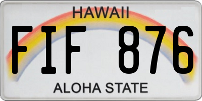 HI license plate FIF876