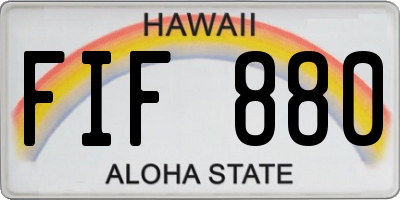 HI license plate FIF880