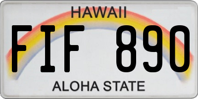 HI license plate FIF890