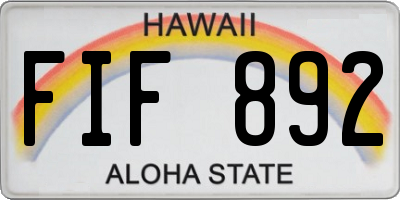 HI license plate FIF892