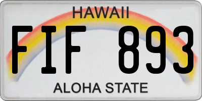 HI license plate FIF893