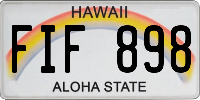 HI license plate FIF898