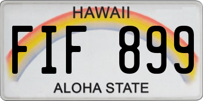 HI license plate FIF899