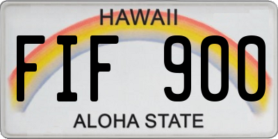 HI license plate FIF900