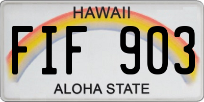 HI license plate FIF903
