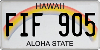 HI license plate FIF905