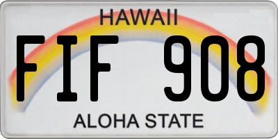 HI license plate FIF908