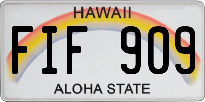 HI license plate FIF909