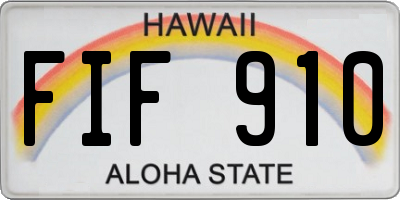 HI license plate FIF910