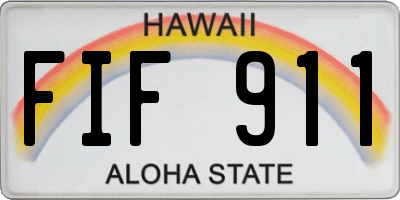 HI license plate FIF911