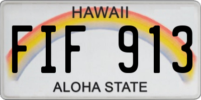 HI license plate FIF913