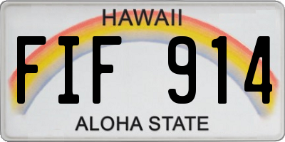 HI license plate FIF914