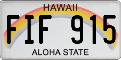 HI license plate FIF915
