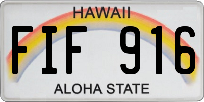 HI license plate FIF916
