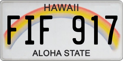 HI license plate FIF917