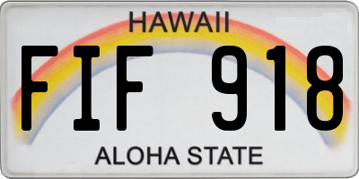 HI license plate FIF918