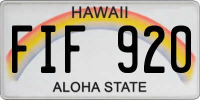 HI license plate FIF920