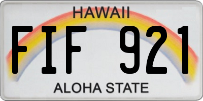 HI license plate FIF921
