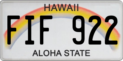 HI license plate FIF922