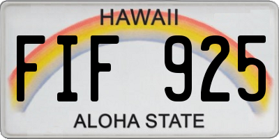 HI license plate FIF925