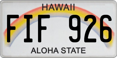 HI license plate FIF926
