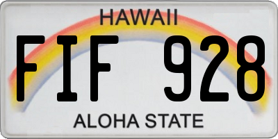 HI license plate FIF928