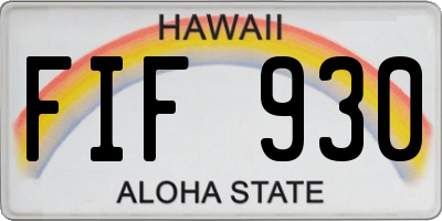 HI license plate FIF930