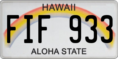 HI license plate FIF933