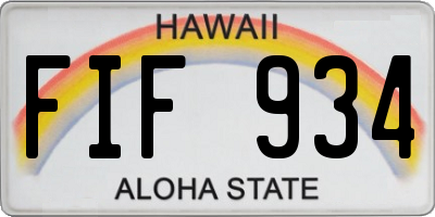 HI license plate FIF934